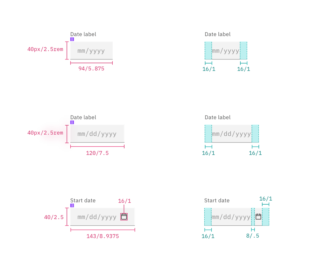 Structure for simple and single date pickers